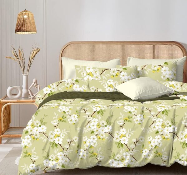 Light Green with White Blossoms