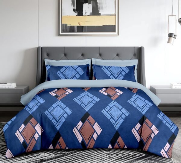 Royal Blue Geometric Elegance Bedsheet